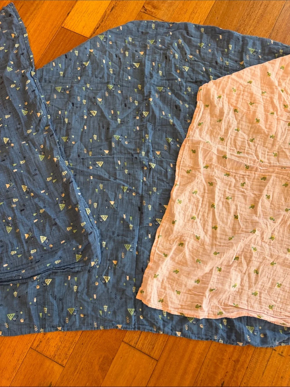 Cloud Island Muslin Swaddle Blankets Set of 3 Blue Pink 47x47